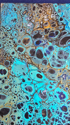 Solas Ocean Mosaic 5-teiliges abstraktes Acryl-Wandbild auf Leinwand in Türkis, Blau, Gold, Schwarz und Weiss