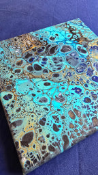 Solas Ocean Mosaic 5-teiliges abstraktes Acryl-Wandbild auf Leinwand in Türkis, Blau, Gold, Schwarz und Weiss