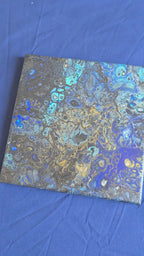 Solas Ocean Mosaic 5-teiliges abstraktes Acryl-Wandbild auf Leinwand in Türkis, Blau, Gold, Schwarz und Weiss
