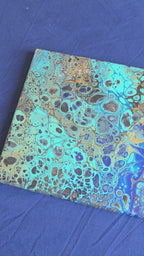 Solas Ocean Mosaic 5-teiliges abstraktes Acryl-Wandbild auf Leinwand in Türkis, Blau, Gold, Schwarz und Weiss